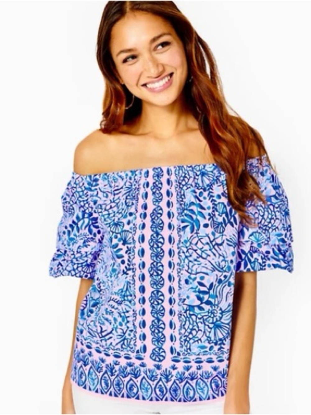 Lilly Pulitzer Frankee Off the Shoulder Short Sleeve Top
